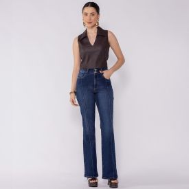 Calça Jeans Feminina Flare Boby Blues Azul Medio