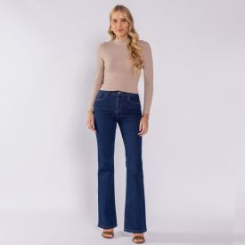 Calça Jeans Feminina Flare Sawary Azul Medio