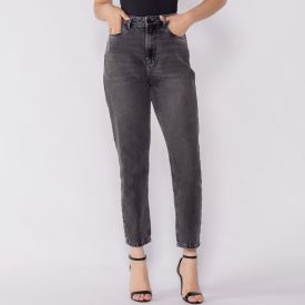 Calça Jeans Feminina Mom Boby Blues Preto Estonado