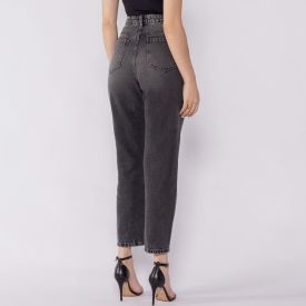 Calça Jeans Feminina Mom Boby Blues Preto Estonado