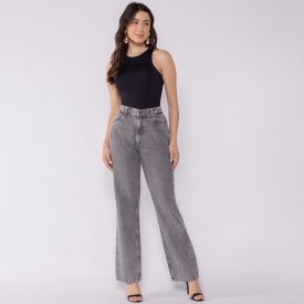 Calça Jeans Feminina Reta Patricia Foster Cinza