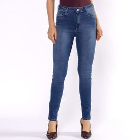 Calça Jeans Feminina Skinny Patricia Foster Azul Medio