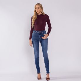 Calça Jeans Feminina Skinny Premium Patricia Foster Azul Medio