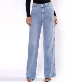 Calça Jeans Feminina Wide Leg Carpinteiro Sawary Azul Claro