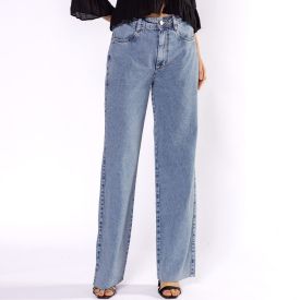 Calça Jeans Feminina Wide Leg Reta Patricia Foster
