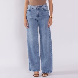 Calça Jeans Feminina Wide Leg Sawary Azul Claro