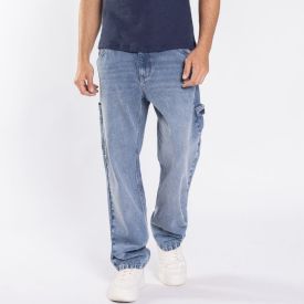 Calça Jeans Masculina Reta Carpinteiro Thing Azul Medio