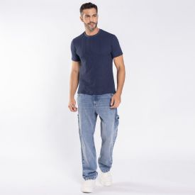 Calça Jeans Masculina Reta Carpinteiro Thing Azul Medio