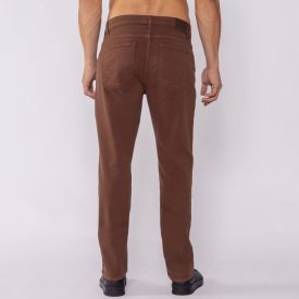Calça Masculina Slim Em Sarja Marc Alain Marrom