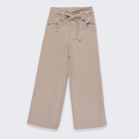 Calça Wide Leg Infantil Menina 4  a 10 Anos Marmelada Bege