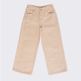 Calça Wide Leg Infantil Menina 4 a 10 Anos Marmelada Estonado Bege
