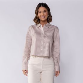 Camisa Cropped Manga Longa Com Bolso Boby Blues Fendi / Off White