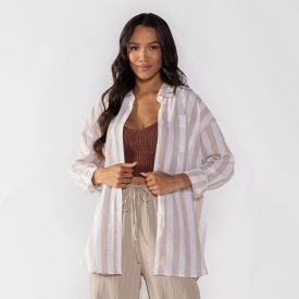 Camisa Feminina Listrada De Linho Boby Blues