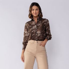 Camisa Feminina Manga Longa Em Crepe Patricia Foster