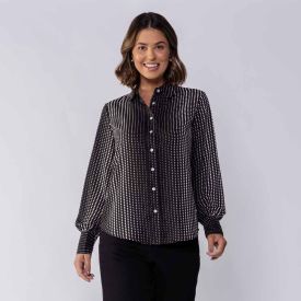 Camisa Feminina Manga Longa Em Crepe Patricia Foster