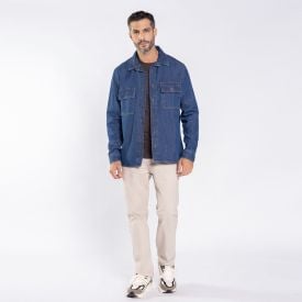 Camisa Jeans Masculina Thing Azul Escuro