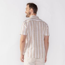 Camisa Masculina De Botão Algodão Thing Kaki E Off White