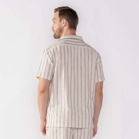 Camisa Masculina De Botão Listrada Thing Off White