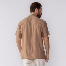 Camisa Masculina De Botão Manga Curta Thing Marrom Canela 175