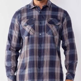Camisa Masculina Xadrez Em Algodão Marc Alain Azul