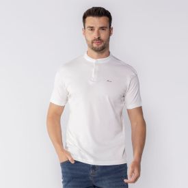 Camisa Polo Masculina De Algodão Dixie Off White