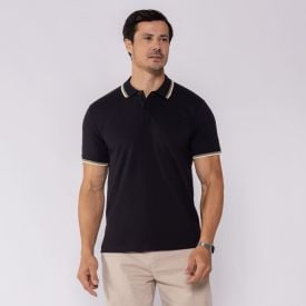 Camisa Polo Masculina De Algodão Marc Alain Preto