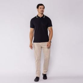 Camisa Polo Masculina De Algodão Marc Alain Preto
