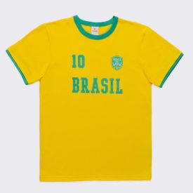 Camiseta Brasil Infantil Menino 4 A 10 Anos Brandili