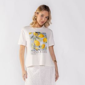 Camiseta Feminina Limões Patricia Foster Off White