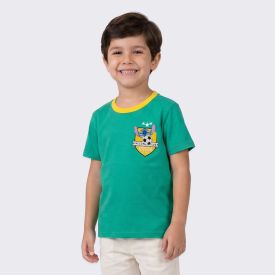 Camiseta Infantil Menino Stitch Copa 4 A 10 Anos Disney New Verde