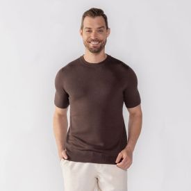Camiseta Masculina B&aacute;sica Tricot Thing Marrom