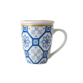 Caneca com Tampa em Porcelana e Filtro de Aço Lyor 340Ml Lyor - AZUL