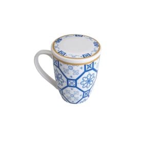 Caneca com Tampa em Porcelana e Filtro de Aço Lyor 340Ml Lyor - AZUL