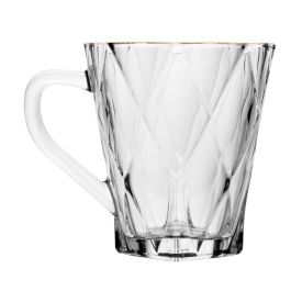 Caneca Cristal Diamond Filete Dourado Lyor - 180ml