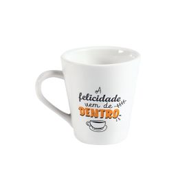 Caneca Felicidade Vem De Dentro Lv Porcelanas - 290Ml