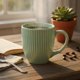 Caneca Porcelana Canelada Elegance Havan Casa 300Ml - Verde