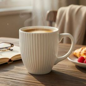 Caneca Porcelana Canelada Elegance Havan Casa 300Ml - Branco