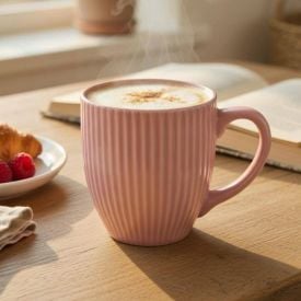 Caneca Porcelana Canelada Elegance Havan Casa 300Ml - Rosa