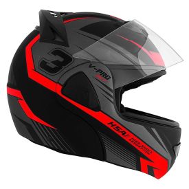 Capacete V-Pro Jet 3 Pro Tork - PRETO/VERMELHO 58