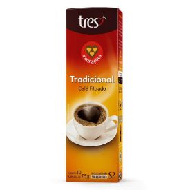 C&aacute;psulas De Caf&eacute; Filtrado Tradicional 75G Tres 3 Cora&ccedil;&otilde;es - 10 C&aacute;psulas