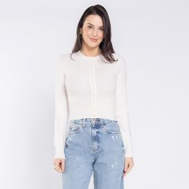 Cardigan Feminino De Tricot Com Botões Boby Blues Off White