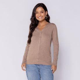Cardigan Feminino De Tricot Decote V Patricia Foster
