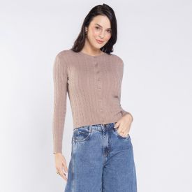 Cardigan Feminino De Tricot Trançado Boby Blues Fendi