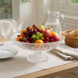 Centro de Mesa Clear com Pé Toffee 30Cm em Casa Tem Glass - Inga