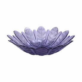 Centro de Mesa Vidro Folhas Vitazza Lavanda - 39cm