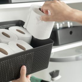 Cesto Organizador com Tampa 12 Litros Flow Ou - PRETO FECHADO