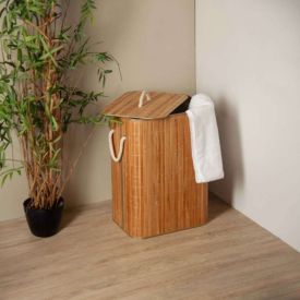 Cesto de Roupas de Bambu com Tampa Lyor - Natural