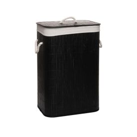 Cesto de Roupas de Bambu com Tampa Lyor - Preto
