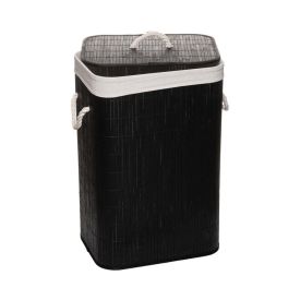 Cesto de Roupas de Bambu com Tampa Lyor - Preto