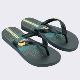 Chinelo Infantil Super Pets Ipanema Grafite/Preto/Verde